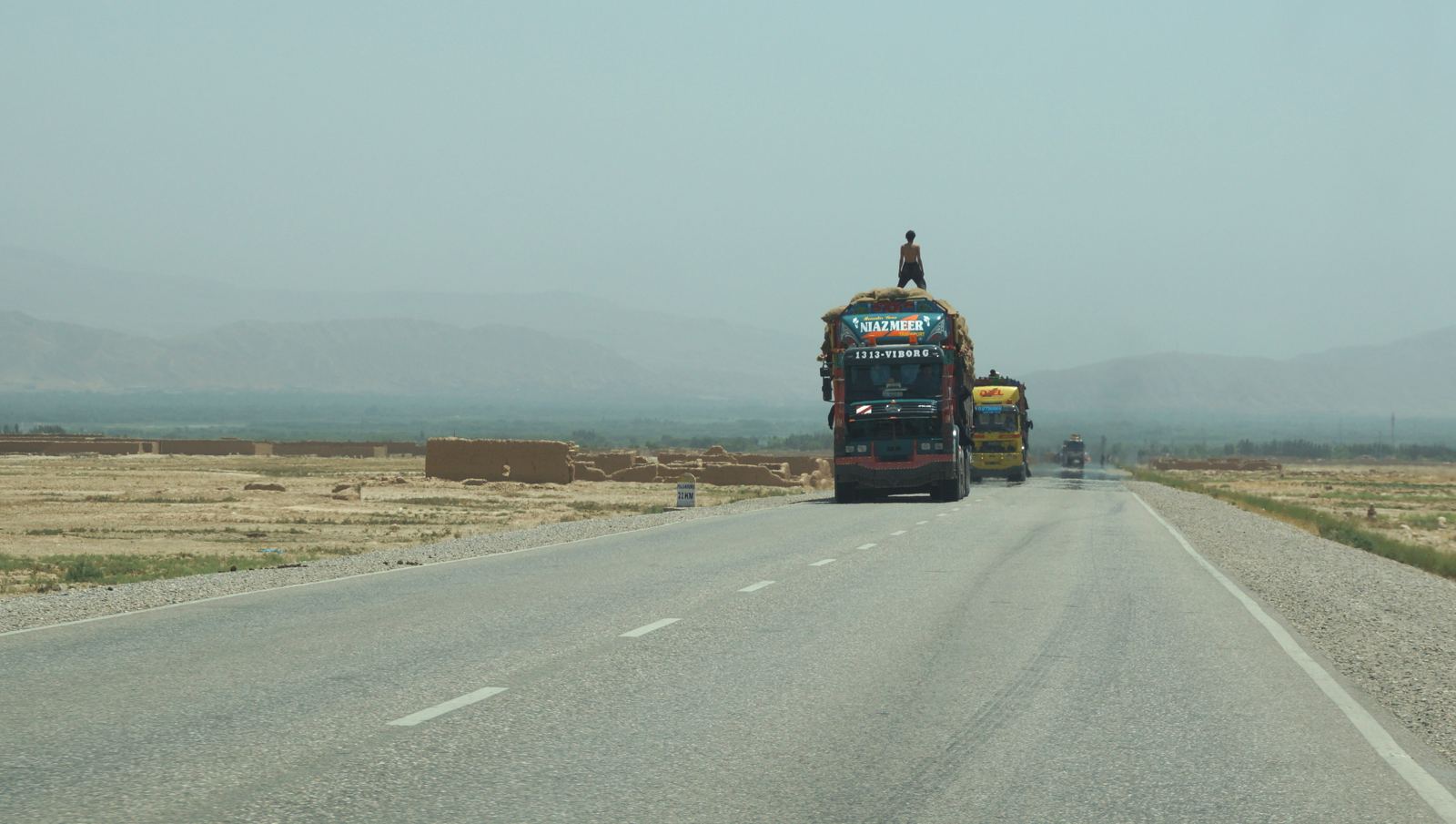 Truck on an Afghan highway in open landscape