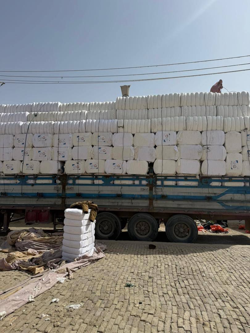 Truck loaded with pressed Afghan cotton bales