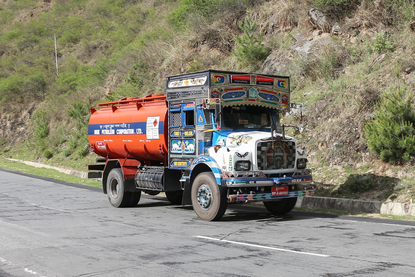 Fuel tanker on a mountain road in the region
